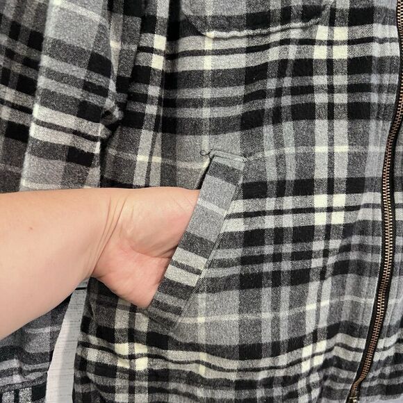 LL Bean Signature Size Medium Plaid Chamois Flannel Shirt Jacket Full Zip Soft - Picture 6 of 12